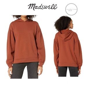 Madewell Pleat-Sleeve Shrunken Hoodie Sweatshirt Size Small